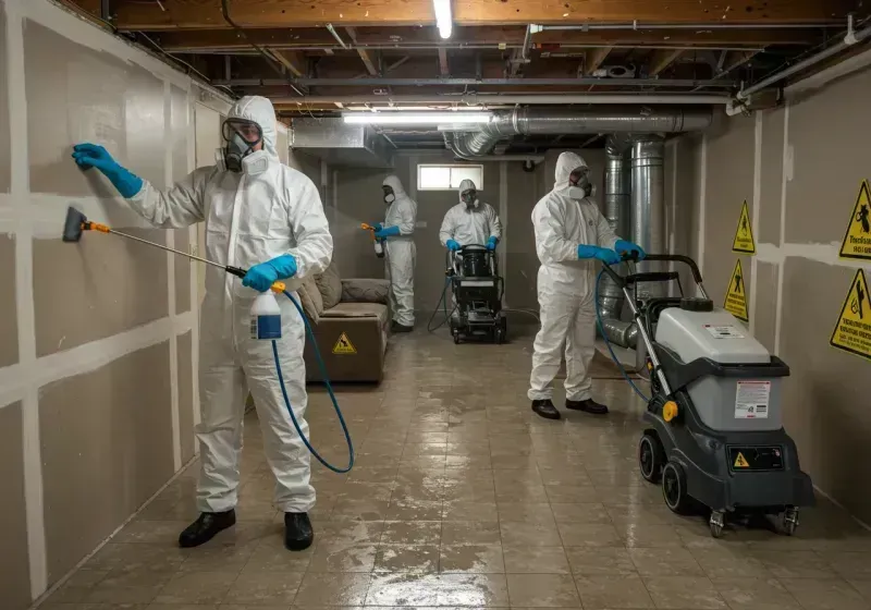 Basement Moisture Removal and Structural Drying process in Harrington Park, NJ